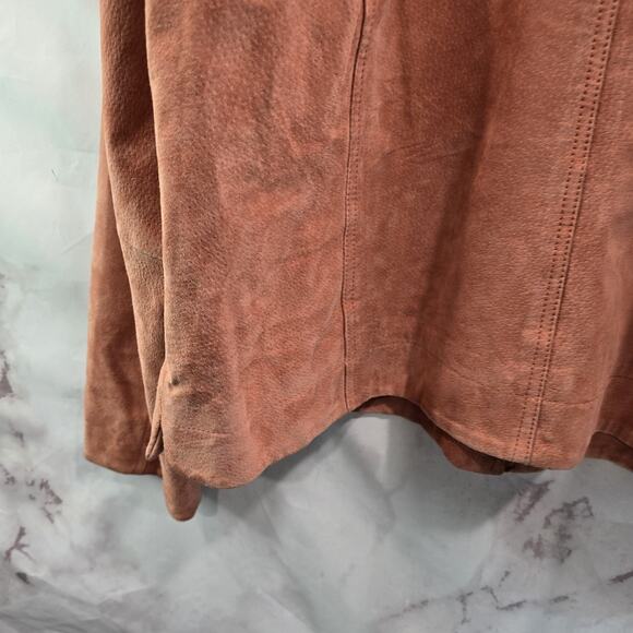 Chicos Jacket XL 3 Pink Peach Leather Suede Moto Biker Pastel Light Zip Vintage - Picture 8 of 11